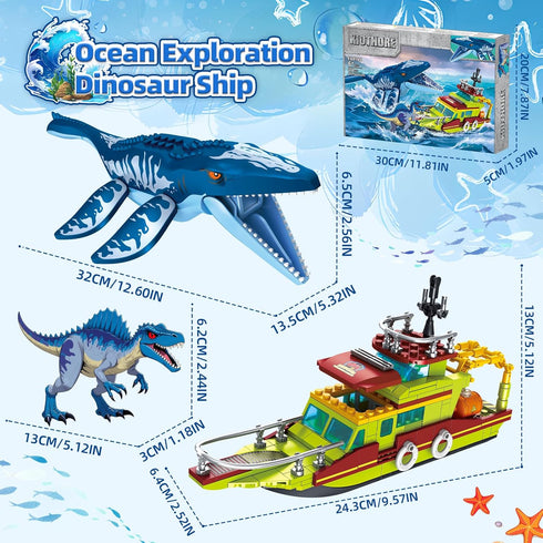 3 1 Set 6-12 kiothdre in Ocean Explorer Dinosaur Building Compatible with Dinosaur Park World, City Boat Ship