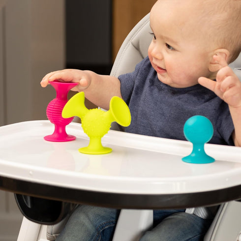 6 Fat Brain Toys pipSquigz, Sensory Baby Toys Months Plus, Rattle Suction Cup Toy