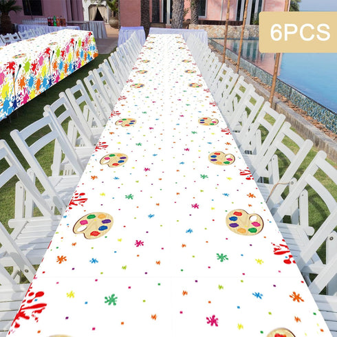 gisgfim 6 Pcs Art Paint Tablecloth, Party Supplies for Art Theme Birthday Decorations for Kids