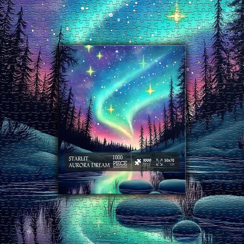 PICKFORU 1000 Magic Northern Lights Puzzles for Adults Pieces, Nature Fantasy Landscape Puzzle Tree Star, Starry Night