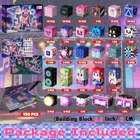 150PCS 3+ Annexfun Magnetic Blocks with Light Up Blocks,Magnetic Cubes Magnetic Building Blocks Toys for Ages STEM