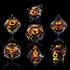 AUSTOR 7 Die DND Dice Set: 7 Pieces Red Flame Dragon Resin Dice with Case