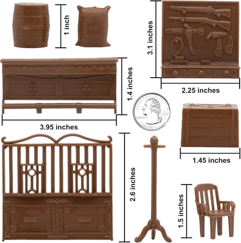 BMC Classic Marx Western Town Furniture 42pc Plastic Cowboy Playset Accessories
