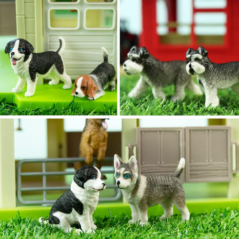 12PCS Dog Figurines Playset, Realistic Detailed Plastic Puppy Figures, Hand Painted Mini Dog Figures Toy Set