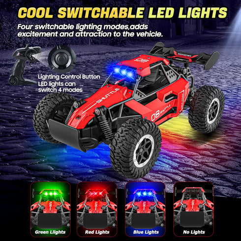 3 4 5 6 7+, 20 2.4GHz 2WD Remote Control Car for Kids KM/H High-Speed RC Cars with LED Lights, Monster Truck Toys,Toy