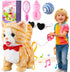 HCdoujoy Yellow Walking Cat for Girls Set Toy Talking Singing Animated Robot Kitty