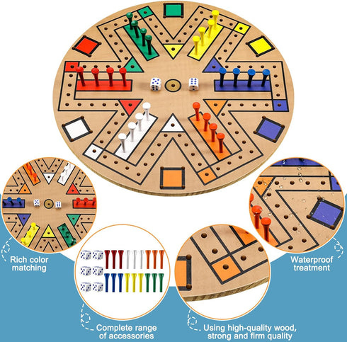 Kathfly Fast Track Board Game Set for 3-6 Players with 24 Pieces and 2 Dice, Fast Track Game Night