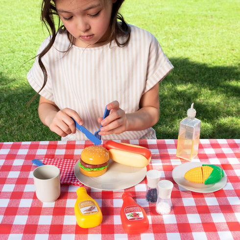 27 Playset Set Sets PCS Kids BBQ Grill Backyard Barbecue Play Grill Toy for Toddlers, Play Food for Kids Kitchen
