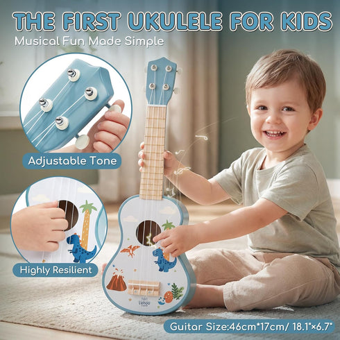 Set, 1-3, 7 1 Set Lehoo Castle Kids Guitar Dinosaur Guitar for Toddlers Wooden Montessori Musical Instruments