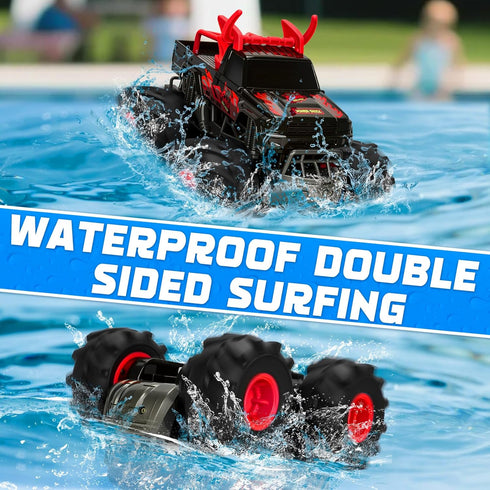 1:16 2.4GHz 4WD 2 6 7 8 9 10 11 12 BainGesk Remote Control Monster Truck Toys, Amphibious Waterproof RC Car, All