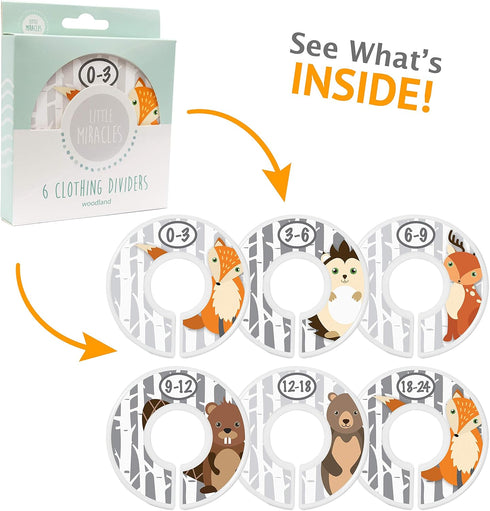 Woodland Nursery Closet Dividers for Baby Clothes - Baby Closet Size Dividers - Fox Deer Bear Hedgehog Decor -