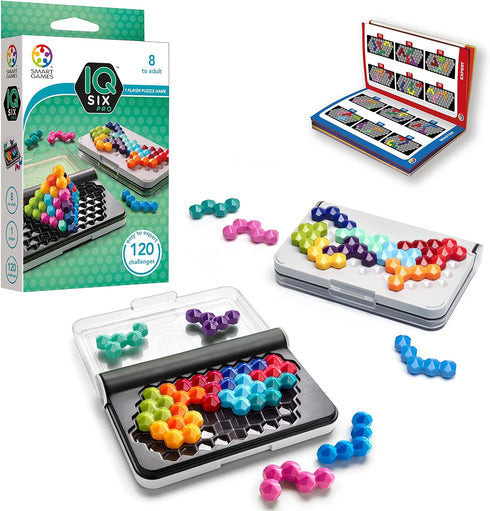 SmartGames IQ Six Pro Travel Game - Skill-Building Brain Teaser for Kids and Adults, 120 Challenges