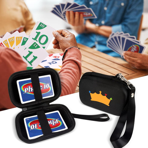 Travel Card Games Case for Enterprises Five Crowns Set, Hard Carrying Case for UNO and Phase 10 (Not Including Cards)