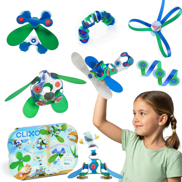 Clixo Window Travel Pack - Fun Magnetic Toy for Kids - 24-Piece