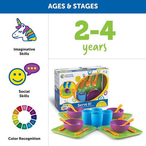 Set, 24 2 Learning Resources New Sprouts Serve It Dish Early Social Interactions, Pieces, Ages and Up