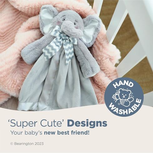 Bearington Baby Lil' Spout Snuggler, 15 Inch Gray Elephant Plush Stuffed Animal Security Blanket