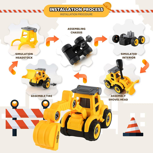Asoxt 43-Piece Playset 2 lbs 4 3+ Construction Sensory Play Sand, DIY Trucks, Crane & Road Signs Creative Sandbox Toy