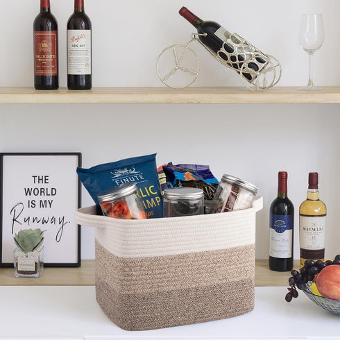 Pack 3, OIAHOMY Storage Basket, Woven Baskets for Storage, Cotton Rope Basket for toys,Towel Baskets for Bathroom