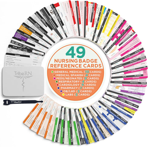 Badge Guru 2.0 by Tribe RN - 49 Nursing Reference Cards for Med School and Nursing School Students