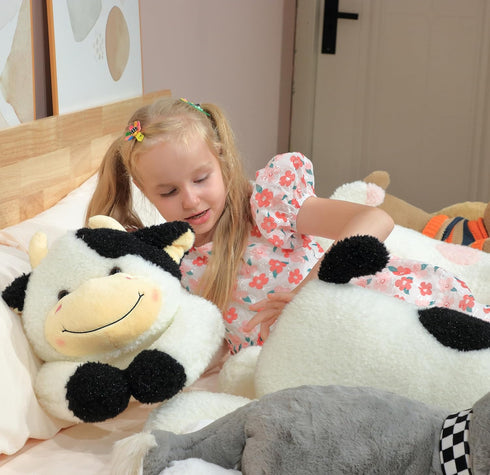 Easfan 36’’ Lying Cow Stuffed Animal, Large Hugging Plush Pillow Toy for Home Decoration Gifts