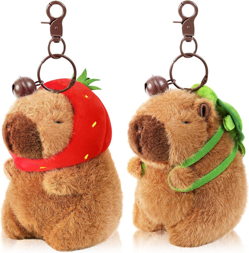 Ditucu 2 Pcs Capybara Plush Keychain Toys, Kawaii Stuffed Animals Dolls Pendant for Backpack Decoration Gift for Kids
