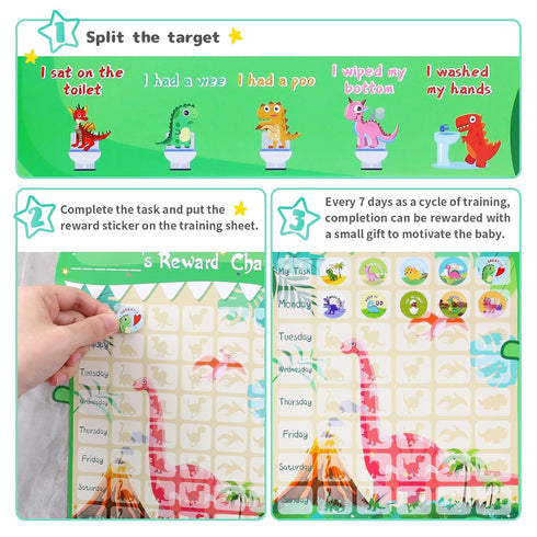 GWHOLE Potty Training Chart Dinosaur Potty Training Chart Potty Training Reward Chart Potty Chart for Toddlers Boys