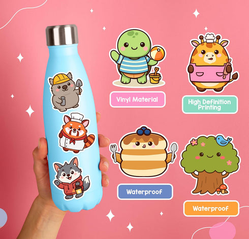 156 PCS Teacher Classroom Positive Animals Stickers for Kids Cute Water Bottle Stickers Waterproof Vinyl ASticker Self