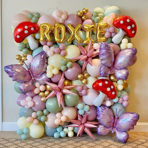 6 31 21 PCS Mushroom Balloons with Red & White Polka Dots, Forest/Garden Party Theme Party Decor, Cute Mushroom