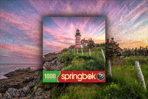 Springbok Puzzles - West Quoddy Head Lighthouse 1000 Piece Jigsaw Puzzle - Large 30"x24", Unique Cut Interlocking Pieces