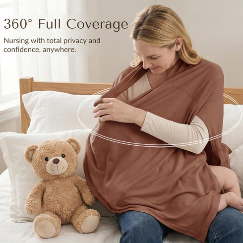 360 Konssy Nursing Cover for Breastfeeding, Full Privacy Breathable Breastfeeding Cover, Multi-use Carseat