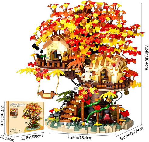 HJPLPXH Set Kids2725 Cherry Blossom Bonsai Tree House Building Blocks Plants Flowers Treehouse Architecture Micro Mini