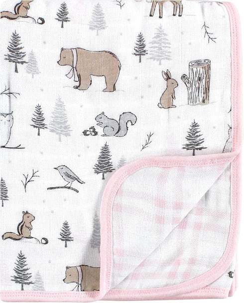 Hudson Baby Unisex Baby Muslin Tranquility Quilt Blanket, Winter Forest, One Size by Hudson Baby