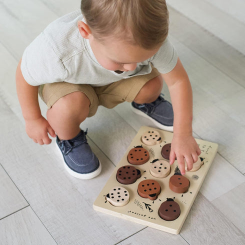 1-3 Count 1 Wee Gallery Wooden Puzzles for Toddlers to Ten Ladybugs Toddler Puzzle, Puzzles for Year Old & Up, Wooden