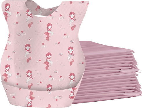 Cosermart Disposable Bibs for Baby, 50pcs Disposable Travel Bibs with Crumb Cather for