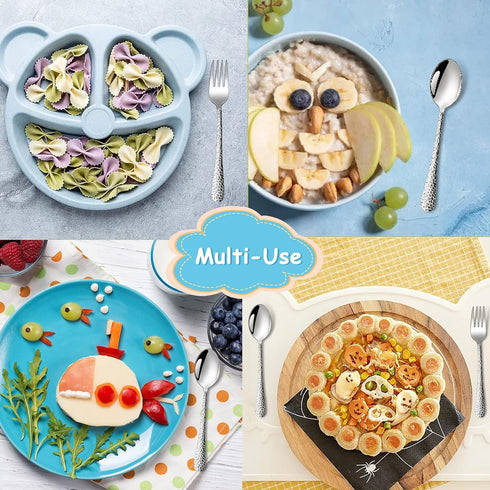 TeamFar Child Utensils Set of 6, Stainless Steel Kids Silverware Spoons & Forks for Self Feeding, Dishwasher Safe