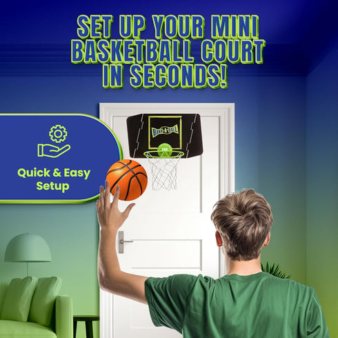 Mini Basketball Hoop for Adults & Kids, Indoor Portable Adjustable Set with Ball, Over The Door Hoop