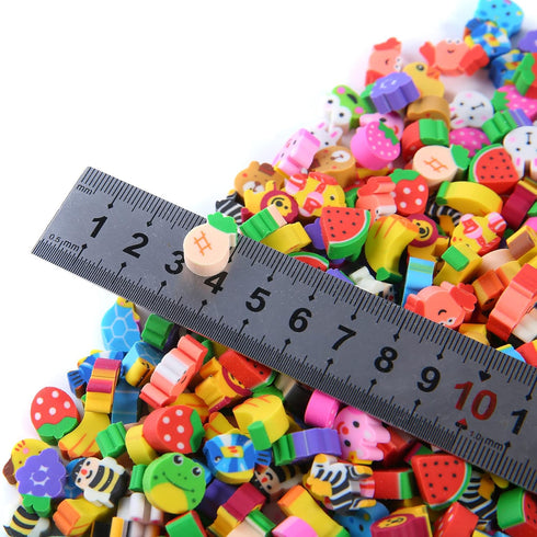 300 Pieces Mini Animal Fruit Erasers for Kids, Bulk Small Pencil Erasers for Classroom Rewards, Party Favors, Gift