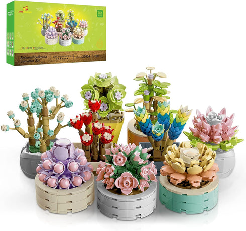 JMBricklayer Flowers Succulents Botanical Collection Building Sets, Creative Flowers Building Project for Adults