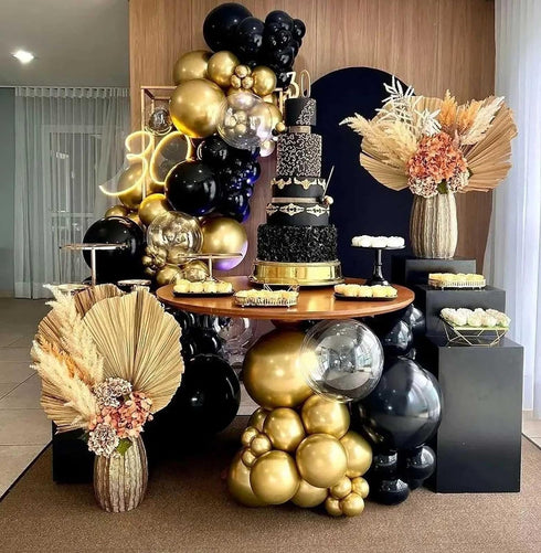 KALOR 100 Pcs 5 Inch Metallic Gold Balloons - Thick Latex Chrome Balloons for Birthday and Wedding Decorations