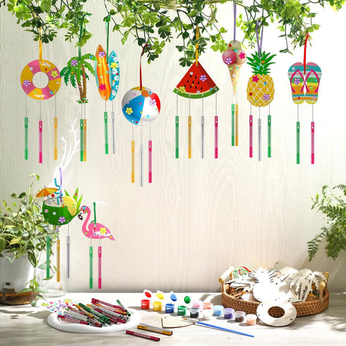 JellyArch 30 Pack Summer Summer Wind Chime Making Kit for Adults Make Your Own Wind Chime Beach Wooden Ornaments
