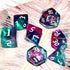 QiAN SiMAi Set| Set Galaxy Dice Dark Green Mix Purple Crystal DND Dice for Board Game