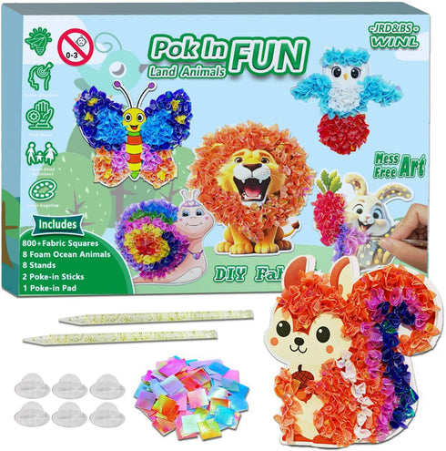 mom&myaboys Poke A Dot Art Kit - Animals Theme with Snail, Lion, Owl,