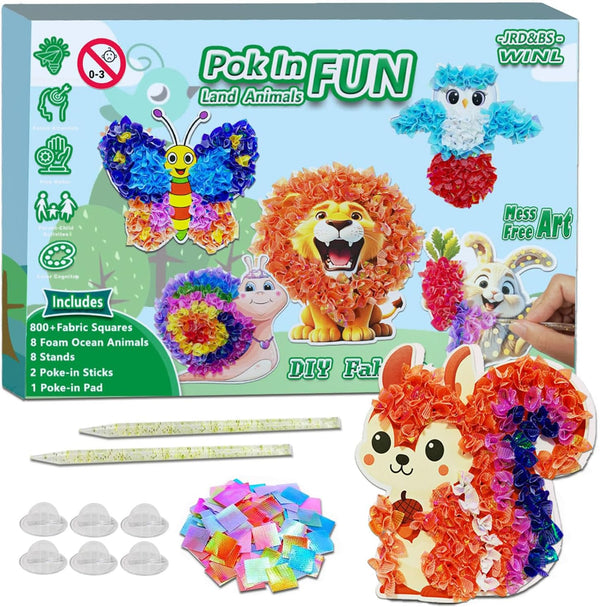 mom&myaboys Poke A Dot Art Kit - Animals Theme with Snail, Lion, Owl,