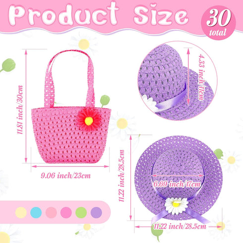 6 Sets Set 6 6 6 6 Set Zhanmai Girls Tea Party Dress Play Includes Daisy Tea Party Hats, Straw Purse, Pairs Gloves