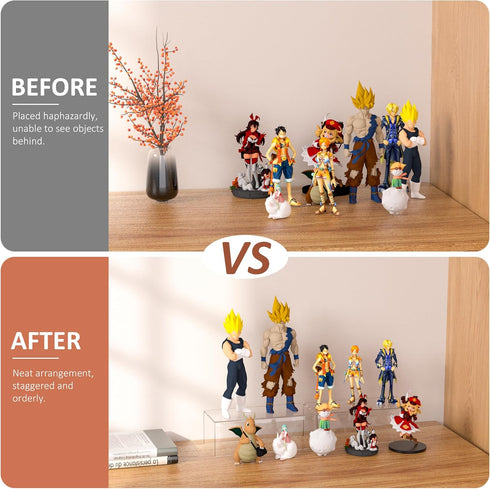 12x5.5x5 pack 2, Countertop 12x5.5x5 Inch Sezanrpt Acrylic Shelf Riser of Acrylic Display Storage Organizer for Funko