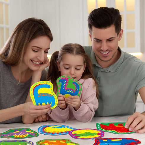 9 Pieces Kids Lacing Cards, Double Sided Sewing Cards with 9 Dinosaurs and Colorful Laces, Educational Activity