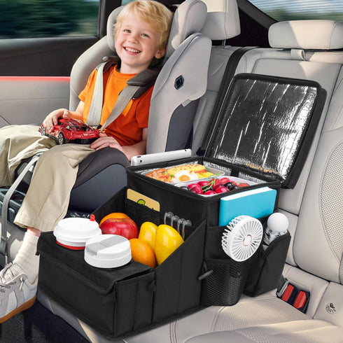 COOLBEBE Car Seat Organizer, Backseat Car Organizer with Cup Holders for Kids and Adults Travel, Cooler Compartment