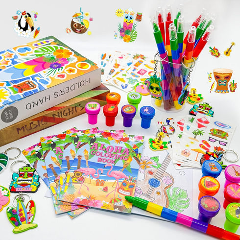 72 Summer Cinrobiye Pcs Hawaiian Luau Party Favors, Tropical Moana Flamingo Coloring Books Bulk, Aloha Tiki Birthday