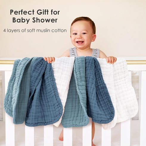 100% 20'' 10'' 12 Pack Muslin Burp Cloths for Baby Cotton Burping Cloths for Unisex, Boy, Girl - Large by Newborn