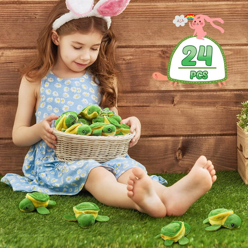 HyDren 24 Pcs Small Turtle Stuffed Toy, 3.2 Inch Mini Sea Turtle Plush Toys for Party Decorations
